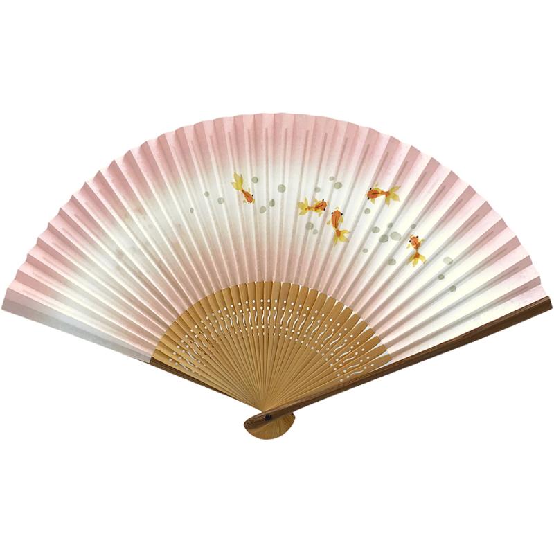 小石金魚/ピンクぼかし　[婦人扇子]