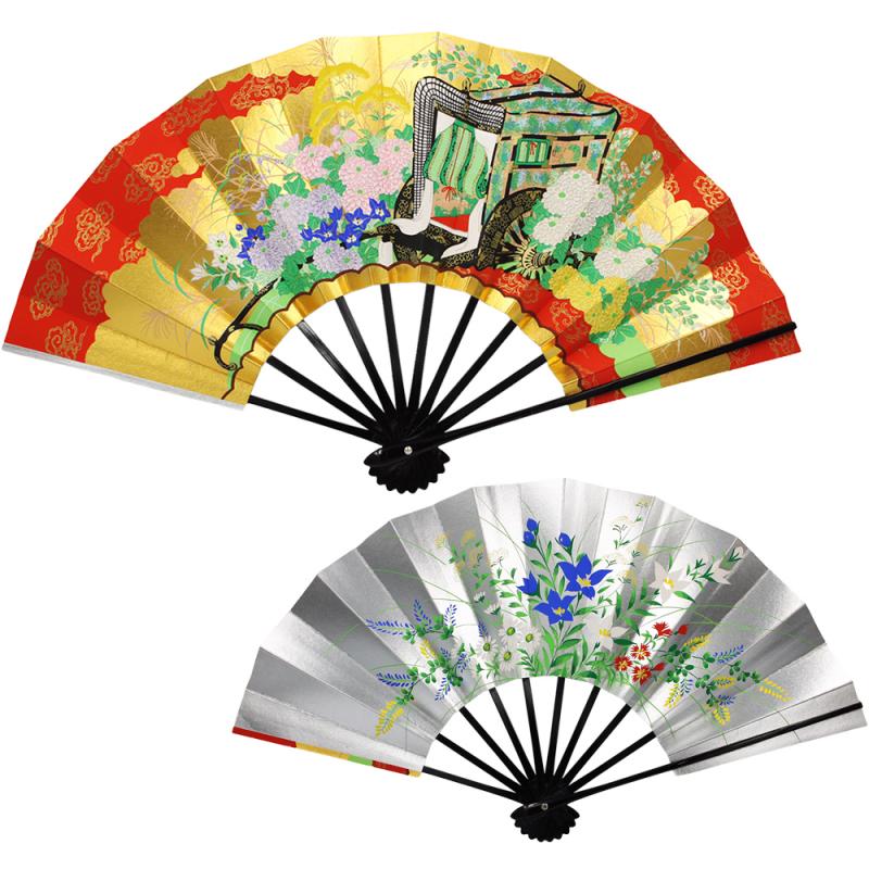 菊御所車/秋草(9寸5分　金銀地)