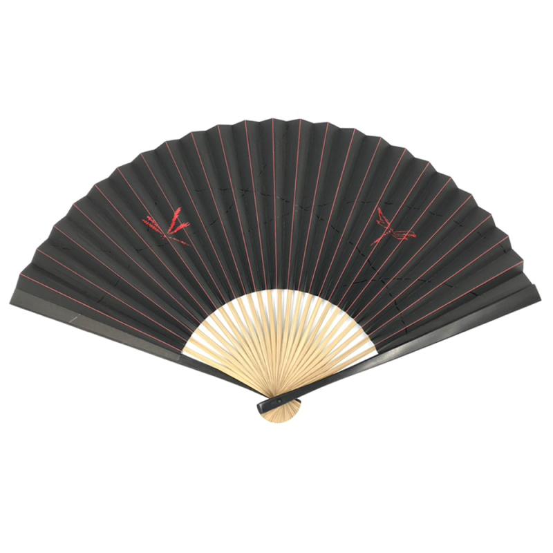 [漆] 赤トンボ/黒　脇ウルシ　「紳士扇子」