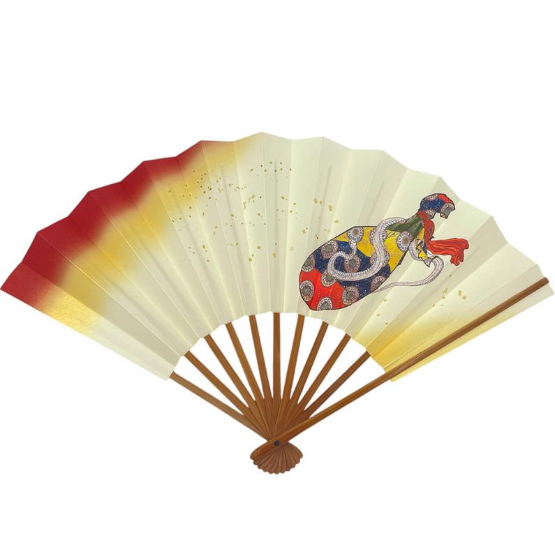 9寸　琵琶に白蛇図　京扇子